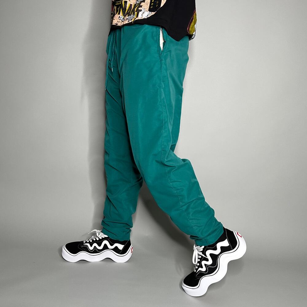 Vintage 90s Track Pants Mens M Teal Polyester Joggers Lined